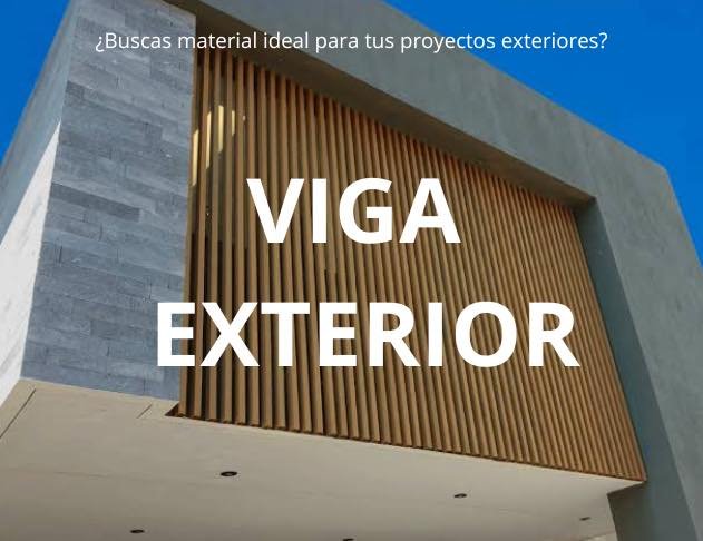 Viga exterior WPC en fachada moderna
